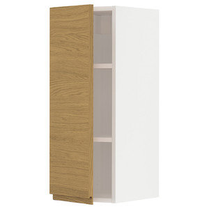METOD Wall cabinet with shelves, white/Voxtorp oak effect, 30x80 cm