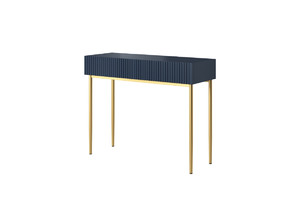 Modern Console Table Dresser Dressing Table Nicole, dark blue, gold legs