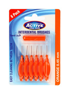Beauty Formulas Active Oral Care Interdental Brushes 0.45mm 6 pack, orange