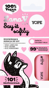 YOPE Lana V SAY IT SOFTLY Regenerating Lip Treatment Balm Fragrance: Coconut Milk Vegan 99% Natural 5g
