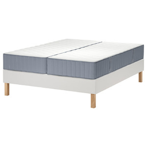 LYNGÖR Divan bed, Vågstranda firm/medium firm/light blue white, 180x200 cm