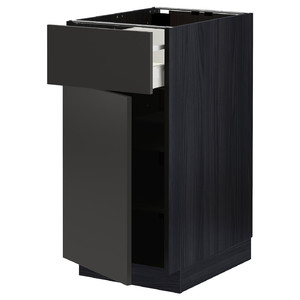 METOD / MAXIMERA Base cabinet with drawer/door, black/Nickebo matt anthracite, 40x60 cm