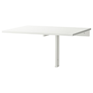 NORBERG Wall-mounted drop-leaf table, white, 74x60 cm