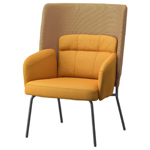 BINGSTA High-back armchair, Vissle dark yellow, Kabusa dark yellow