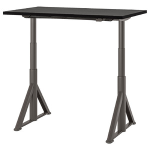 IDÅSEN Desk sit/stand, black/dark grey, 120x70 cm