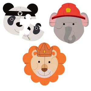 Bo Jungle B-Baby Puzzle Set of 3 Animal - Panda, Elephant, Lion 2+