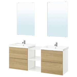 ENHET Bathroom, white/oak effect, 164x43x65 cm