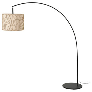 VINGMAST / SKAFTET Floor lamp, arched, beige/black