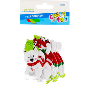 Christmas Decorative Felt Stickers Polar Bear 12pcs