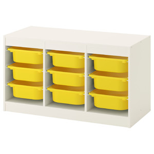 TROFAST Storage combination with boxes, white, yellow, 99x44x56 cm