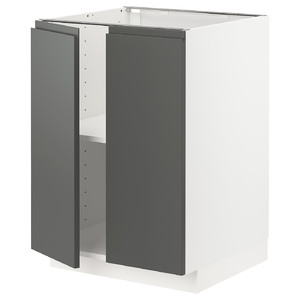METOD Base cabinet with shelves/2 doors, white/Voxtorp dark grey, 60x60 cm