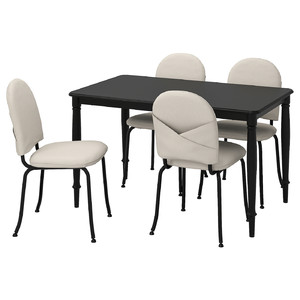 DANDERYD / EBBALYCKE Table and 4 chairs, black/Idekulla beige, 130 cm