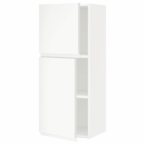 METOD Wall cabinet with shelves/2 doors, white/Voxtorp matt white, 40x100 cm