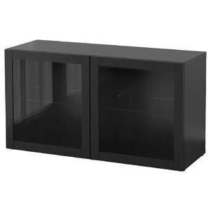 BESTÅ Shelf unit with glass doors, Sindvik black-brown, 120x40x64 cm