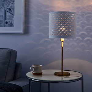 NYMÖ / SKAFTET Table lamp, white brass/brass, 24x30 cm