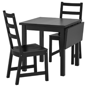 NORDVIKEN / NORDVIKEN Table and 2 chairs, black, black, 74/104x74 cm