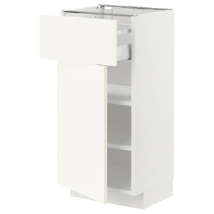 METOD / MAXIMERA Base cabinet with drawer/door, white/Vallstena white, 40x37 cm