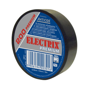 Electrix Electrical Insulating Tape 200 0.18 mm x 19 mm x 18 m, black
