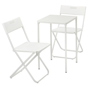 FEJAN Table+2 folding chairs, outdoor, white/white