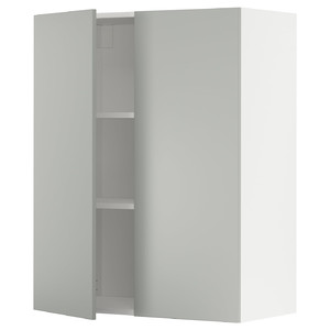 METOD Wall cabinet with shelves/2 doors, white/Havstorp light grey, 80x100 cm