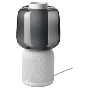 SYMFONISK Speaker lamp w Wi-Fi, glass shade, white/black
