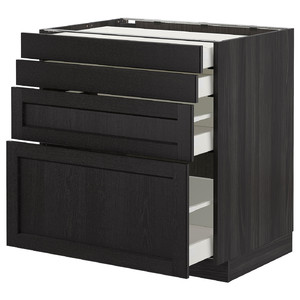 METOD / MAXIMERA Base cab 4 frnts/4 drawers, black/Lerhyttan black stained, 80x60 cm