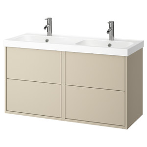 HAVBÄCK / ORRSJÖN Wash-stand/wash-basin/taps, beige, 122x49x69 cm