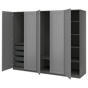 PAX / GULLABERG Wardrobe combination, dark grey/dark grey, 250x60x201 cm