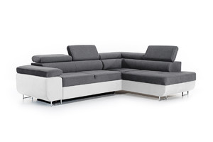 Corner Sofa-Bed Right Annabelle Madryt 120/Sawana 5, white/grey