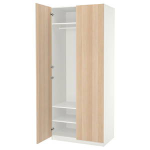 PAX / FORSAND Wardrobe, white/white stained oak effect, 100x60x236 cm