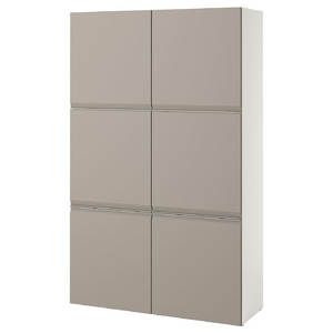 BESTÅ Storage combination with doors, white Hammarsmed/beige, 120x42x193 cm