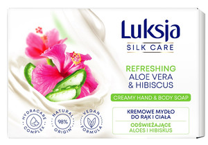 Luksja Creamy & Soft Caring Bar Soap Refreshing Aloe Vera & Hibiscus Vegan 98% Natural 90g
