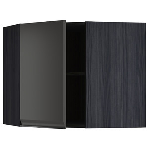 METOD Corner wall cabinet with shelves, black/Upplöv matt anthracite, 68x60 cm