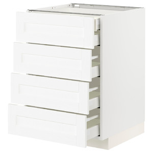 METOD / MAXIMERA Base cb 4 frnts/2 low/3 md drwrs, Enköping/white wood effect, 60x60 cm