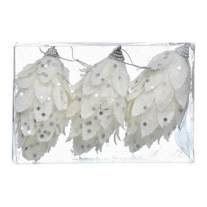 Christmas Hanging Decorations 6cm, white, 3pcs