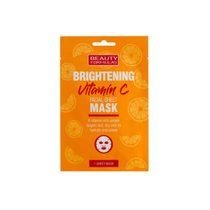 Beauty Formulas Brightening Vitamin C Facial Sheet Mask Vegan 1pc