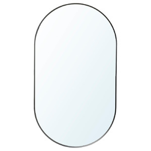 LINDBYN Mirror with storage, black, 40x70 cm