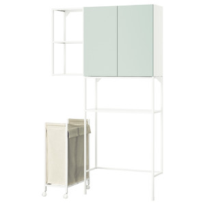 ENHET Storage combination, white/pale grey-green, 120x32x204 cm
