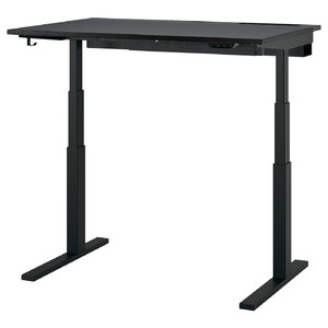 MITTZON Desk sit/stand, electric black stained ash veneer/black, 120x80 cm