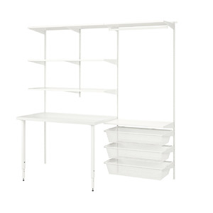 BOAXEL / LAGKAPTEN Wardrobe combination with table top, white, 207x62x201 cm