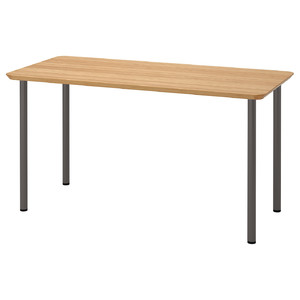 ANFALLARE / ADILS Desk, bamboo/dark grey, 140x65 cm