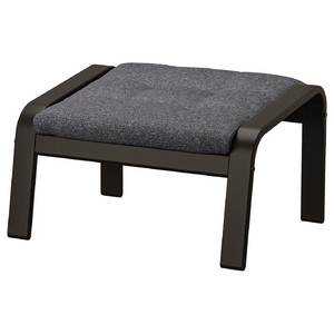 POÄNG Footstool, black-brown/Gunnared dark grey