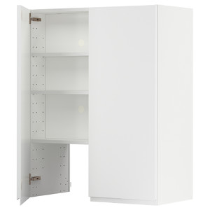 METOD Wall cb f extr hood w shlf/door, white/Voxtorp matt white, 80x100 cm