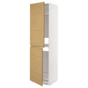 METOD High cabinet for fridge/freezer, white/Voxtorp oak effect, 60x60x220 cm