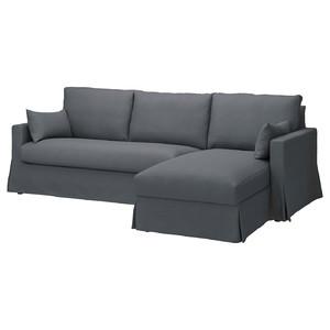 HYLTARP 3-seat sofa w chaise longue, right, Gransel grey