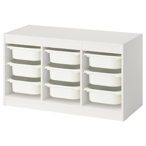 TROFAST Storage combination with boxes, white/white, 99x44x56 cm