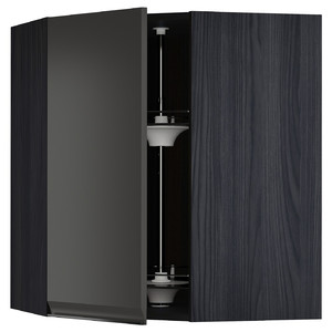 METOD Corner wall cabinet with carousel, black/Upplöv matt anthracite, 68x80 cm