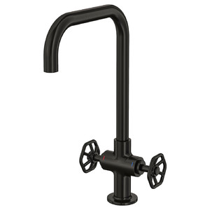 GAMLESJÖN Dual-control kitchen mixer tap, brushed black metal