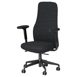 GRÖNFJÄLL Office chair with armrests, Letafors grey/black