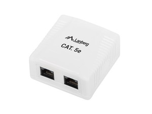 Lanberg Surface-mount Box  2x RJ45 UTP Cat.5E, white, unshielded